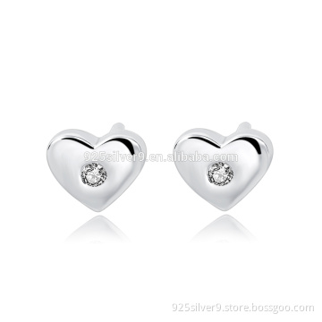 925 sterling silver Heart earings with cubic zirconia